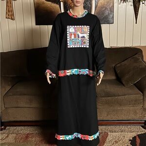 LRW Designs ~X-Large ~Variety Dog Breed Design Black 2 Piece Dress W/Multicolors